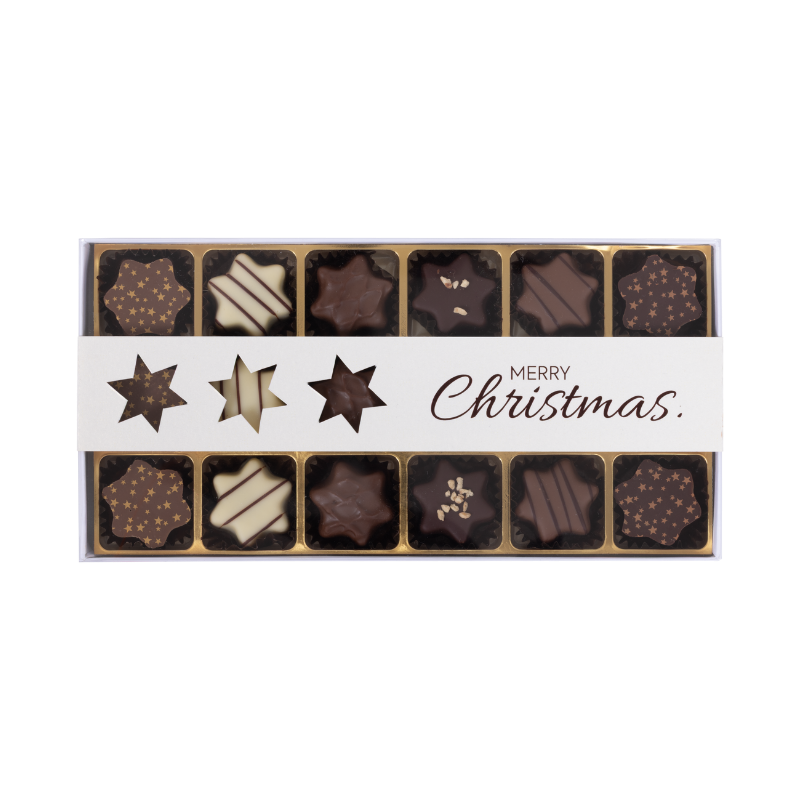 Schachtel mit Stern-Pralinés assortiert (18 Stk.) Schachtel mit Stern-Pralinés assortiert (18 Stk.)