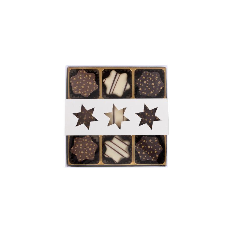 Schachtel mit Stern-Pralinés assortiert (9 Stk.) Schachtel mit Stern-Pralinés assortiert (9 Stk.)