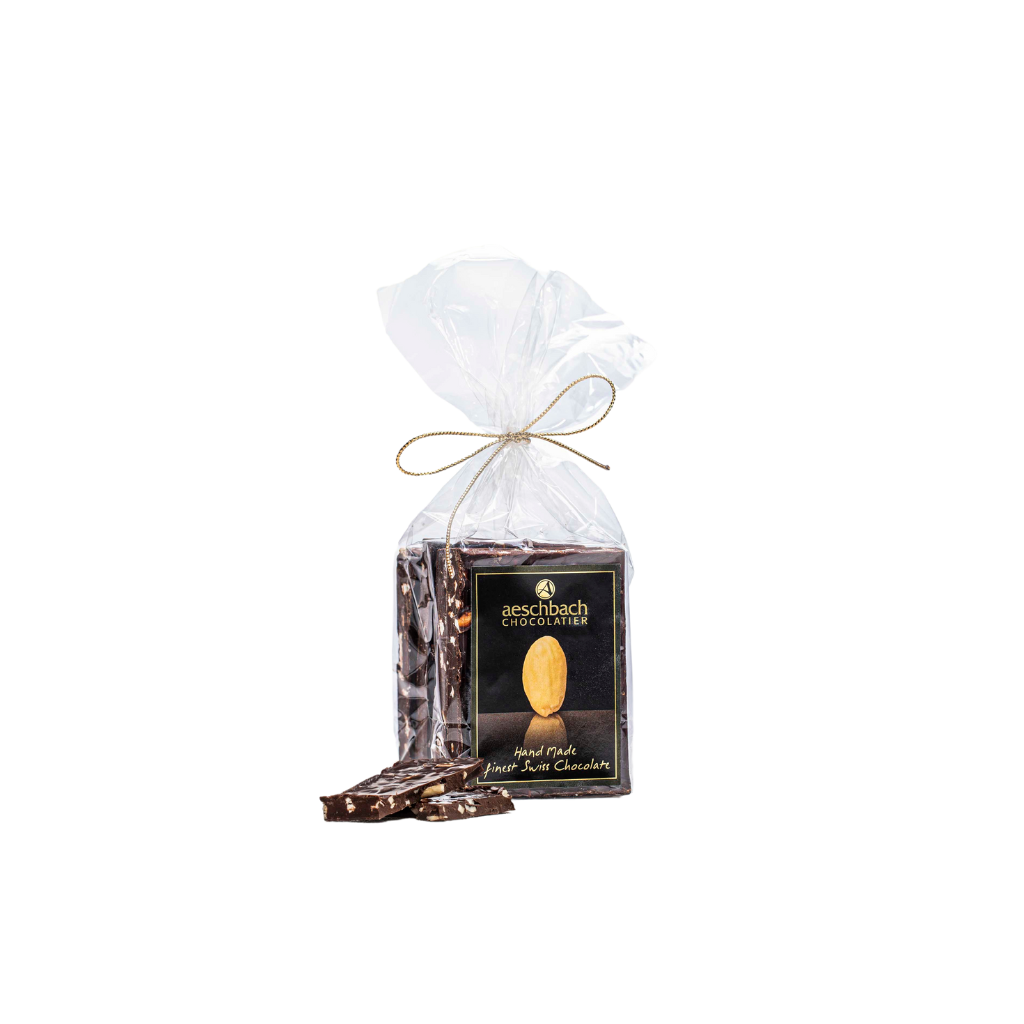 Huusschoggi dunkel mit Mandeln (150g)