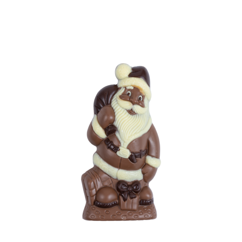 Weihnachtsmann-mit-Geschenk-brain Weihnachtsmann mit Geschenk braun (100g)