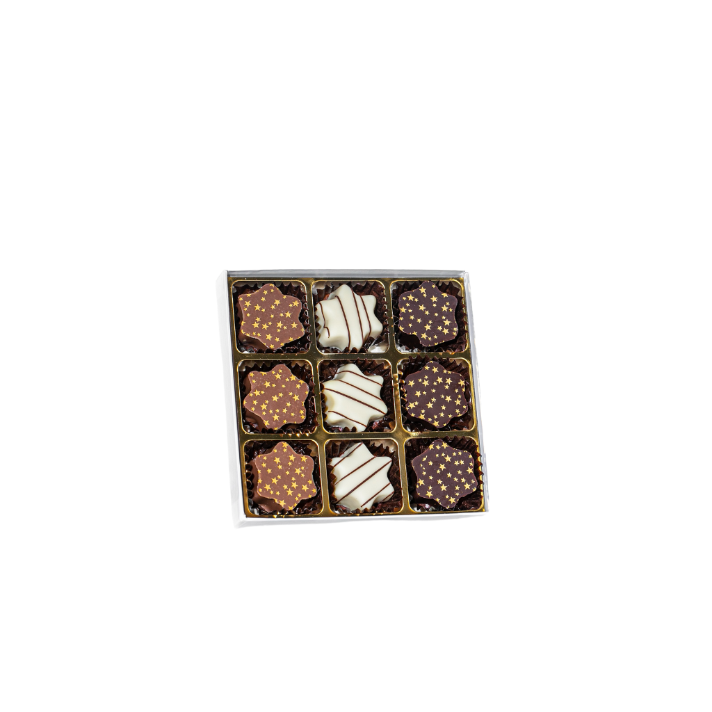 Schachtel mit Sternpralinés (9 Stk.) Schachtel mit Sternpralinés (9 Stk.)